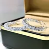 Lüks Moissanite Elmas Hoop Küpe% 100 Gerçek 925 Sterlling Silver Party Düğün Küpeleri Kadınlar Gelin Nişan Takı