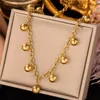 Pendant Necklaces 316L Stainless Steel Gold Color Beads Ball Necklace For Women Trend Girls Clavicle Chain Choker Jewelry Gift