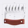 Wooden Bear Claws Stainless Steel BBQ Meat Shredder Claws with Wooden Handle Bottle Opener Turkey Chicken Claws