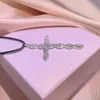 Catene 2023 Collana di zirconi intarsiati con croce di moda Semplice catena di corda nera Ciondolo di gioielli religiosi per uomini e donne