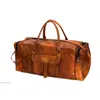 Duffel Bags Bolsa de viagem de 24 polegadas Brand Brand Large Men's Bagage Bag Gym Leather