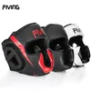 Skates Helmets FIVING Full-Covered Boxing Helmet Muay Thai PU Leather Training Sparring Boxing Headgear Gym Equipment Taekwondo Head Guard 230506