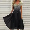 Casual jurken elegante groene feestjurk vrouwen o nek kanten halve mouw prom jurken voor dames solide a-line jurk boho sexy lange jurk 230508