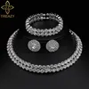 Pendant Necklaces TREAZY Luxury Crystal Bridal Jewelry Sets African Choker Necklace Earrings Bracelet Set for Women Wedding Accessories 230506