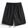 Shorts masculinos verão masculino rápido seco roupas esportivas luminosamente estirados de nylon amarração solta bermuda curta reta casual