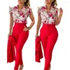 Pantaloni a due pezzi da donna 2 pezzi/set elegante abito casual stampa cintura abbinata set da salotto da donna camicia con bottoni stampa floreale top lungo