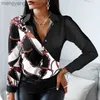 Bluzki damskie koszule Zanzea kobiety ol satynowa koszula moda kwiatowy nadruk Bluzka z długim rękawem jesna lapa szyja blusas vintage topy chemise mjer t230508