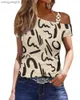 Blusas de mujer Camisas Sexy Fuera del hombro Camisa estampada Blusa Mujer Casual Cadena Sling Camisas de manga corta para mujer 2023 Oficina Damas Elegante Slim Top T230508