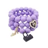 Strand Multicolor Fashion Acrylic Bangles For Women Adjustable Pearl Heart Pendant Charming Bracelet Jewelry