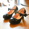 Sapatos planos meninas couro outono bowtie sandálias 2023 crianças salto alto princesa doce para sz107
