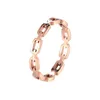 Cluster Rings Rectangular Punk Cuban Link Chain For Women Thin Personality Gold Color Titanium Steel Accessories Hip Hop Jewelry KBR110