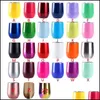 Tumblers 12oz Wine Tumbler Double Wall Egg Shape Cups Rostfritt stål med lock Insats Glasögon Favors 088 Drop Delivery Home Dhrcy
