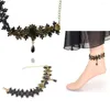 Bracelets de cheville Barefoot Decor Summer Supply Sandals Black Floral Lace Anklet Chain Bracelet Ankle Linked