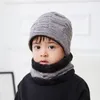 Boinas Niños Gorros de punto de invierno Gorro de lana para niñas Gorro para niños Conjunto de bufanda Calentador de cuello de cráneo cálido con forro polar grueso Boinas para niños