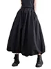 Kjolar svart vintage hög midja veckad kjol kvinnor mode plus storlek dragkammare lös casual långa kjolar kläder våren 230508
