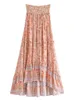 Röcke Vintage Chic Sommer Mode Frauen Blumendruck Strand Böhmische Lange Röcke Hohe Elastische Taille Maxi A-Linie Boho Rock Femme 230508