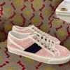 Tennis 1977 Canvas Casual Shoes Womens Shoe Luxurys Italy Green and Red Web Stripe elfenben Pale Pink Cotton Brodery Hook Tyg Stretch Cotton Mens Sneakers 13