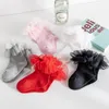 Calcetines de encaje para niños Bitter Fleabane gasa Ballet baile latino princesa bebé niña blanco Tutu Sokken