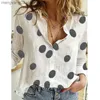 Women's Blouses Shirts Cotton Linen Women Shirt White Floer Polka Dot Print Tops Office Long Sleeve Turn Down Collar Button Up Blouses Blusas Mujer T230508