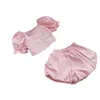 Sets Suits Bear Leader Children Casual 2023 Fashion Brand Summer Style Beautiful lantern Sleeve Shorts For Kids Pink Sets 230508