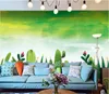壁紙カスタム壁紙シンプルな手描きの水彩ガーデンサボテンリビングルームテレビ背景壁塗装PO 3D