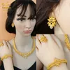Hangende kettingen Aniid African Sieraden Set grote ketting Dubai Ethiopische goudkleur sieraden oorbel armband voor vrouwen bruids choker groothandel 230506