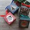 Gift Wrap 1Pc Christmas Paper Box With Window Handle Candy Soap Candle Cookie Little Packaging Festival Party Favors Decor