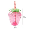 Mise à niveau 500 ml Kawaii fraise bouteille d'eau mignon fraise paille bouteille d'eau PP lait café paille tasse jus Drinkware cadeau de noël