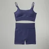 Women's Tracksuits Seamless Sports Set Shorts Yoga Sportwear Workout Two Piece Bra Crop Top Fitness Gym Clothing Tracksuit 230506