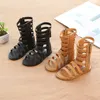 Sandales enfants sandales mode cuir filles bout ouvert bottes hautes nouvelles filles d'été sandales