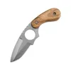 Couteau de chasse tactique Lame fixe Couteau dur tranchant Machette portable avec gaine de couteau en nylon manche en bois Couteaux de camping en plein air Outil EDC