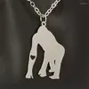 Pendant Necklaces Elfin 2023 Trendy Gorilla Stainless Steel Necklace High Quality Chimpanzee Heart Women Jewellery Gift