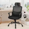 Cadeira de escritório de malha de costura alta traseiro ergonômico giratória cadeira w -lombar suporte de cabeça