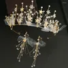 Pinces à cheveux mariée couronne strass accessoires étoile boucles d'oreilles coréen Simple Mori robe de mariée