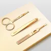 Nail Art Kits 6pcs High-Quality Gold Color Stainless Steel Manicure Set PU Leather Packaging Clipper Perfect Gift Friends Family