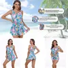 Shapers feminino duas peças Modest Tankini Polloge Swimwear Mastectomy Swimsuit para mulheres Tampa de tanque de tanques florais com boyshort