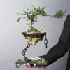 Planters POTS Succulent Planter Pot Chain Suspension Circle Base Hanging Flower Pot återanvändbar korrosionsbeständighet Bonsai Planter 230508