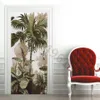 Andere dekorative Aufkleber 3D Green Palm Leaf Türaufkleber Selbstklebend P o Tapete für Schlafzimmer Eingang Poster Möbel Aufkleber Home Design Cover 230508