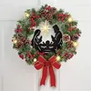 Decorative Flowers Christmas Nativity Holy Family Wreath With Artificial Berries Greenery Bow Jesus Christ Hanging Garland Xmas Front Door