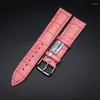 Watch Bands With Leather Soft Strap Accessories Pin Buckle Crocodile Color Bracelet Blue White Purple Pink 12mm20mm