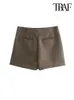 Spódnice Traf Women Fashion Pareo Style Shorts spódnice Vintage High Talle Side Zipper Female Skort Mujer P230508