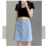 Women's Jeans Dress Sexy Women Denim Shorts High Waist Skirts Summer Fashion Pants Skirt Ripped Ladies Vintage Jean Femme Skinny One-piece Skirt Size S-2XL