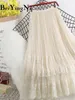 Spódnice beiyingni moda tiul tiul tiulle midi spódnice Kobieta podszewka z siatki koronkowe patchwork kawaii harajuku taniec druhny spódnica kobiet 230508