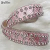 Belts Punk Rock Pink Belts Luxury Strap Western Cowboy Diamonds Bling Belt Men Y2K Crystal Studded Cinto De Strass For Jean 230506