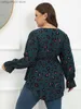 Женские блузкие рубашки Finjani Plus Size Tops 2022 Повседневные свободные V-образные женские блузки Высококачественные полиэфирные футболки.