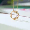 Anhänger Halsketten CAOSHI Chic Gold Farbe Kreis Form Halskette Für Frauen Elegante Dame Verlobungszeremonie Zubehör Mit Glänzenden Zirkonia