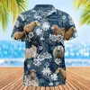 Mäns avslappnade skjortor Jumeast Sheep Blue Tribal Men Hawaiian skjorta Cutecore Farm Alpaca Lama Chicken Beach Blus Youth Vintage 90 -talskläder
