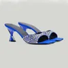 tacco gattino Sandali Pantofole in raso con strass moda Scarpe da donna con tacco geometrico in metallo Scarpe alte 6,5 cm Pantofole firmate 35-41 con sandalo da donna