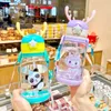 1pc 600ml Christmas Antlers Children Bottle for School Cartoon Animal Unicorn Baby Water Bottle with Shoulder Strap for Boy Girl