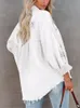 Femmes Vestes Femmes Denim Veste Déchiré Col Rabattu À Manches Longues Tops Avec Poches Vintage Simple Boutonnage Glands Manteau Lâche Outwear 230508